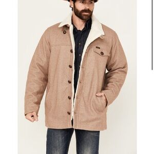 NWOT Wrangler Men's Sherpa Lined Western Tweed Jacket Tan Brown Medium Button